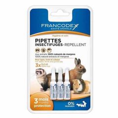 Pipetas repelentes Francodex para Conejos, Hurones y Cobayas (3 pipetas)