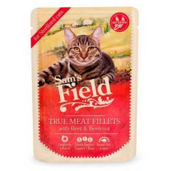 Sam's Field Cat Sterilised Beef Fillets & Beetroot (Sobres) - 24 x 85 gr