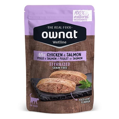 Ownat Wetline Cat Sterilized Pollo & Salmón (Sobres) 12 x 85 gr