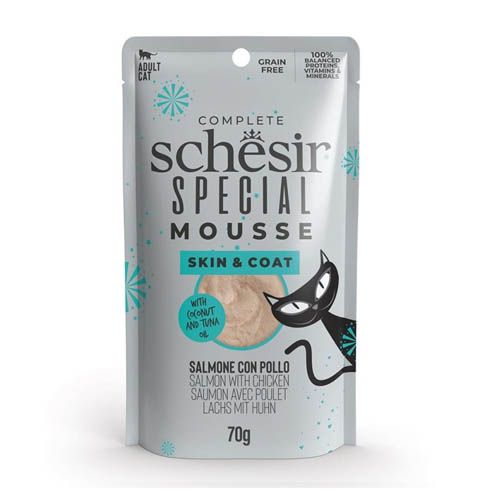 Schesir Gato Special Mousse Piel y Pelaje Salmón con Pollo (Sobres)