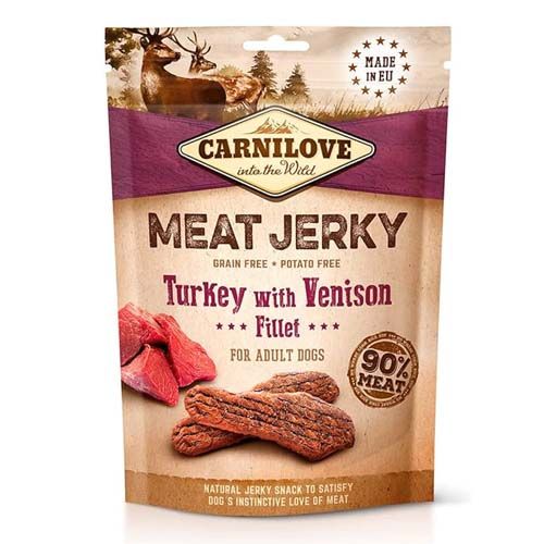 Carnilove Jerky Snacks Filetes Venado & Pavo - 12 x 100 gr